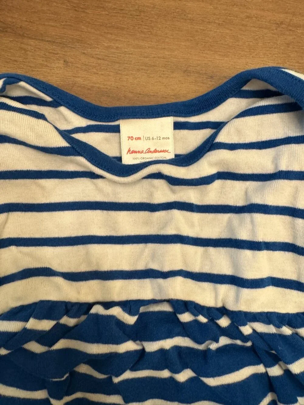 Hanna Andersson Blue White Striped Dress & Bloomer Set 6-12M